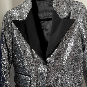 Silver sequin suit jacket